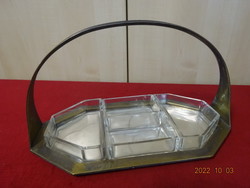 Antique copper serving tray with four glass inserts. He has! Jokai.