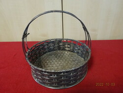 Antique, copper, wicker basket with handles, diameter 20 cm. He has! Jokai.