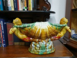 Majolika szobros váza​ - sellők - kaspó - asztalközép