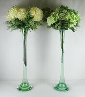 1K607 Esküvői virág dekoráció virágcsokor üveg váza pár 100 cm