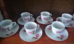 Jingdezhen porcelán kávés készlet, rózsaszín