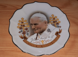 Szent II. János Pál pápa porcelán fali tányér
