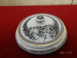 Hollóháza porcelain, Jurcsák bonbonier, diameter 13 cm. He has! Jokai.
