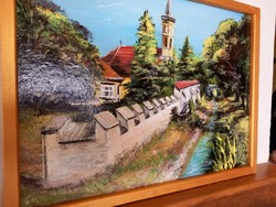 "Hédervári délután"festmény farostlemezen 40 x 54 cm,kerettel