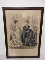 Antique Biedermeier print picture wall decoration dress fashion in frame 495 5935