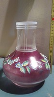 Ritka, kézzel festett üveg váza 20 cm