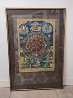Antique thanka thangka in frame buddha buddhist picture large size 578 6012