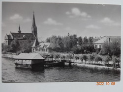 Régi képeslap: Ráckeve, Duna-part a vízimalommal - 50-es, 60-as évek