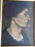 Antique painting - unknown artist - woman in black