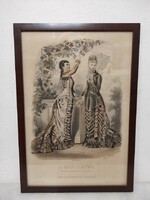Antique Biedermeier print picture wall decoration dress fashion in frame 492 5932