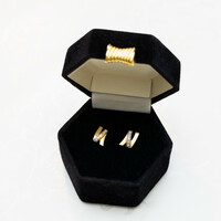 Special, unique plug-in women's earrings yellow gold 14 krt