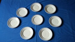 7 old blue-striped Zsolnay small plates + 1 plain