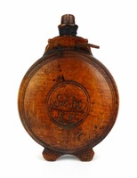 1D594 antique marked carved wooden water bottle 1872