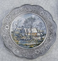 WMF  zinn falitányér Különleges porcelánnal