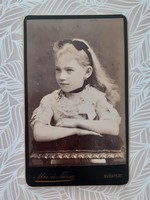 Antique children's photo of modern leprechaun and her partner Budapest old studio little girl photo