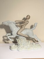Wallendorf Hibátlan porcelán lány lovon