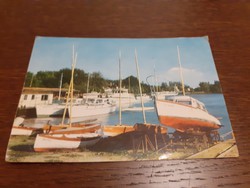 Retro képeslap Balaton vitorlás hajók régi levelezőlap