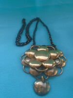 Danish fire gilded pendant with artisan chain, very fine, beautiful work