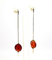 Silver dangling earrings with synthetic amber stone (zal.Ag106568)