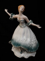 Porcelain dancing ballerina - Romanian, marked, porcelain statue, figurine, nipp