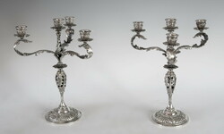 Pair of silver candle holders (4 branches) with an openwork pattern