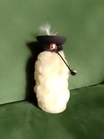 Régi vintage retro hortobágyi pipázó juhász figura, baba, gyapjú suba, tollas kalap, ritka, gyűjtői