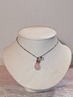 Rose quartz pendant with pearls (415)