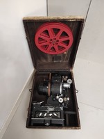 Antik film vetítő gép mozi projektor nagy nehéz gép eredeti fa dobozában 543 5982