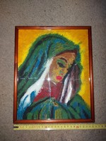 Oil painting, Virgin Mary, canvas, size indicated!