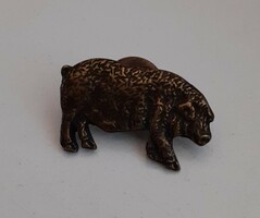 Old retro bronze mangalica pig badge in good condition