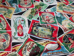 Vintage Tabasco tiszta selyem kendő régi címkékkel 88x88 cm