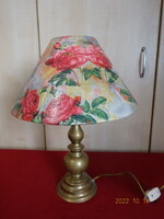 Table lamp with a bronze base, the shade has a decoupage pattern. He has! Jokai.