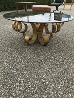 Wrought iron table with glass top