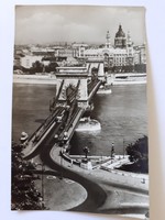 Régi képeslap 1960 Budapest Lánchíd fotó levelezőlap