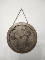 Antik bronz öntödei kohász ipari öntőmunkás plakett (1805-1955) 905 6028