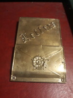 Gorgeous old copper wall letter holder (21x14.2 cm)