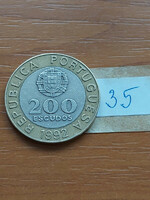 Portugal 200 escudos 1992 incm (garcia de orta Jewish doctor) bimetal 35.
