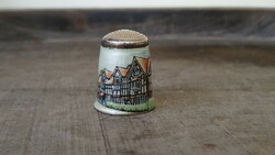 English silver thimble with spectacular fire enamel decoration