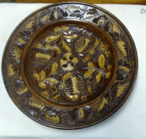 Antique marked Korund large hanging ceramic, earthenware wall plate diameter 31 cm