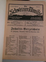Könyv - 2 db ! - 1919 - 1921 - ÉV - SCHWEIZER -  FAMÍLIE - 823 OLDAL - 31 x 23 - HIBÁTLAN