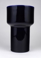 1K674 Kobaltkék színű Hollóházi porcelán váza studio váza 18 cm