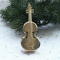 Régi karácsonyfa dísz fém hegedű 9cm