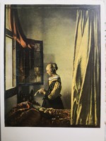 Jan Vermeer Van Delft-A levelet olvasó nő/postatiszta retro képeslap