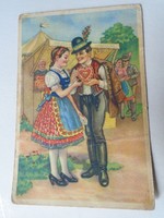 D191195 old peace postcard - young couple in folk costume - Tury j. peaceful