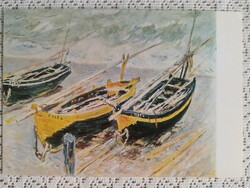 1967/Claude Monet-Étretat-i bárkák/postatiszta retro képeslap