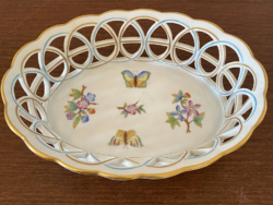 Herend rotschild oval fruit basket with openwork walls, approx. 18 cm long