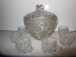BÓLÉS KÉSZLET - ÓLOMKRISTÁLY  - 3,5 LITER - BÓLÉS - 1 cm vastag fal - 2 dl BÖGRÉK - HIBÁTLAN