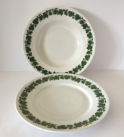 GYÖNYÖRŰ ANTIK HÜTTL TIVADAR SZŐLŐ LEVÉL MINTÁS PORCELÁN MÉLY ÉS LAPOS TÁNYÉR 1900-ÉVEK ELEJÉRŐL
