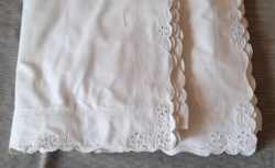 2 large linen pillowcases with old embroidered edges