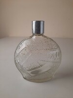 Retro parfümös üveg, öntött üveg fém kupakkal